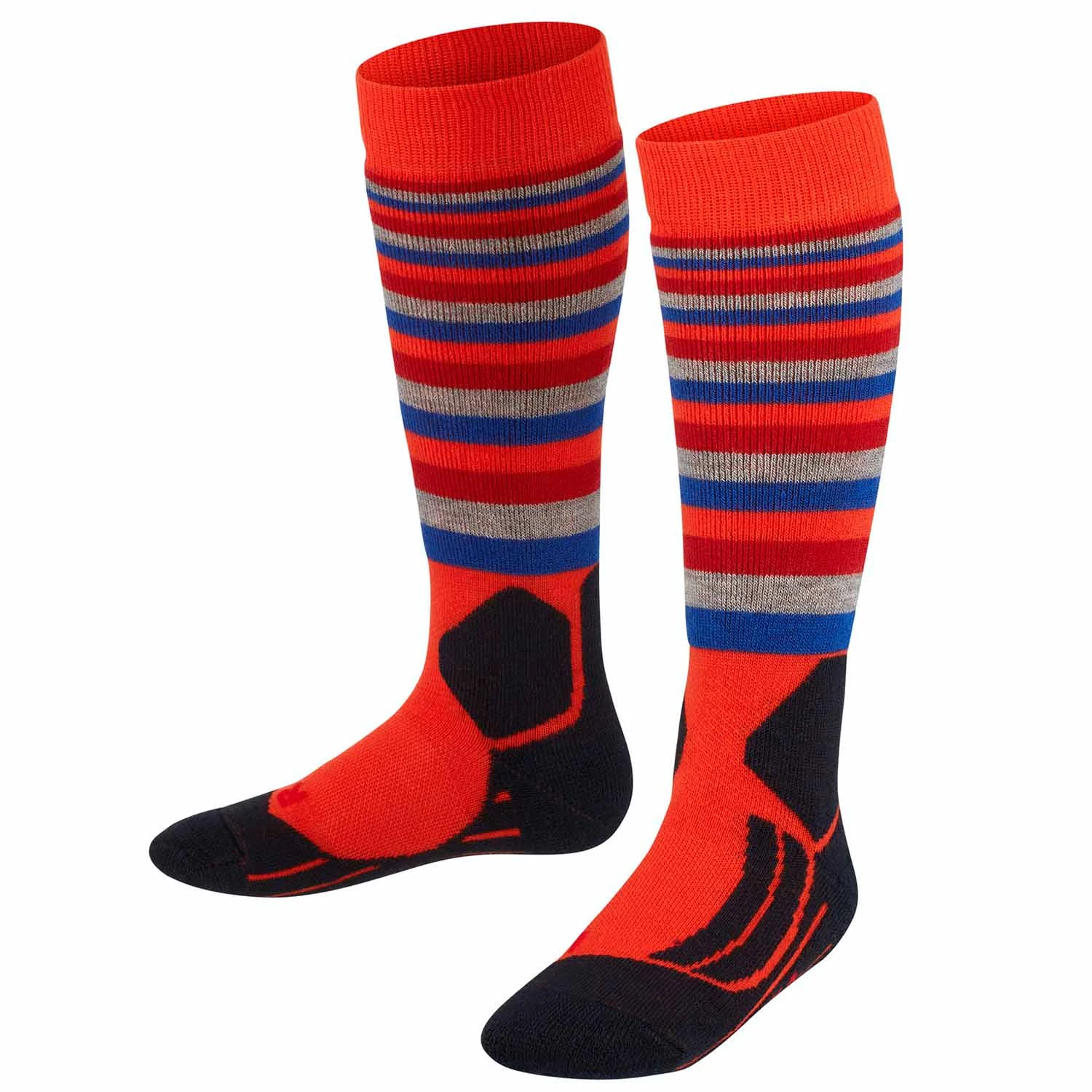 Falke SK2 Stripes Kids Ski Socks Samba Orange 3 Falke SK2 Stripes Kids Ski Socks Samba Orange